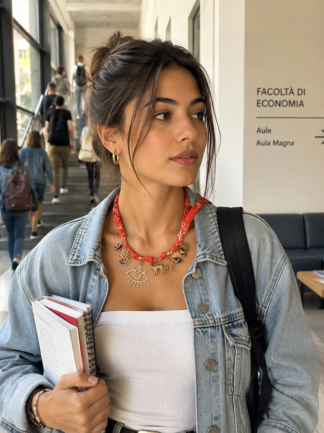 Collana Bandana arancio con Charms – Pezzo Unico