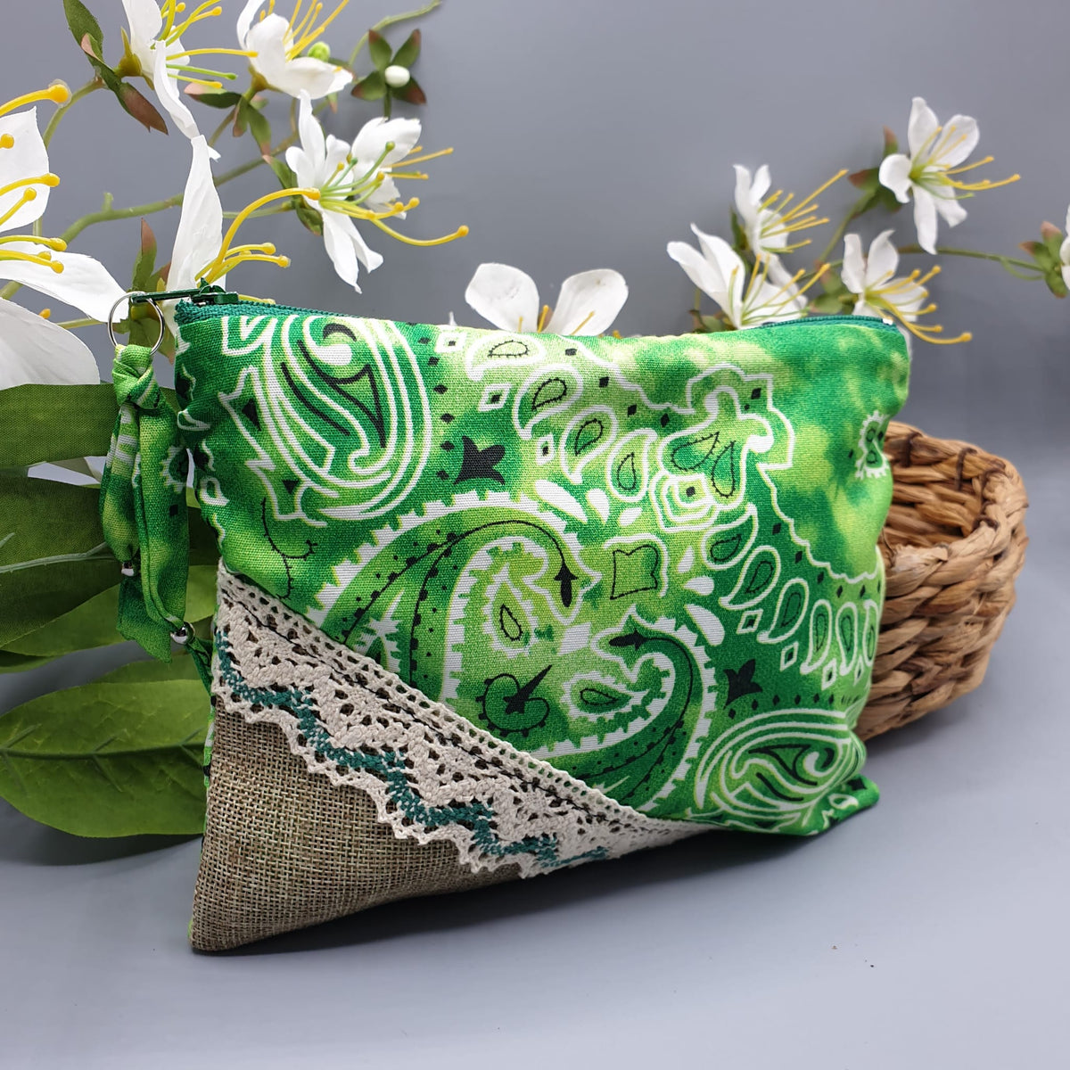 Pochette Bandana verde bottiglia Fantasy - Pezzo unico