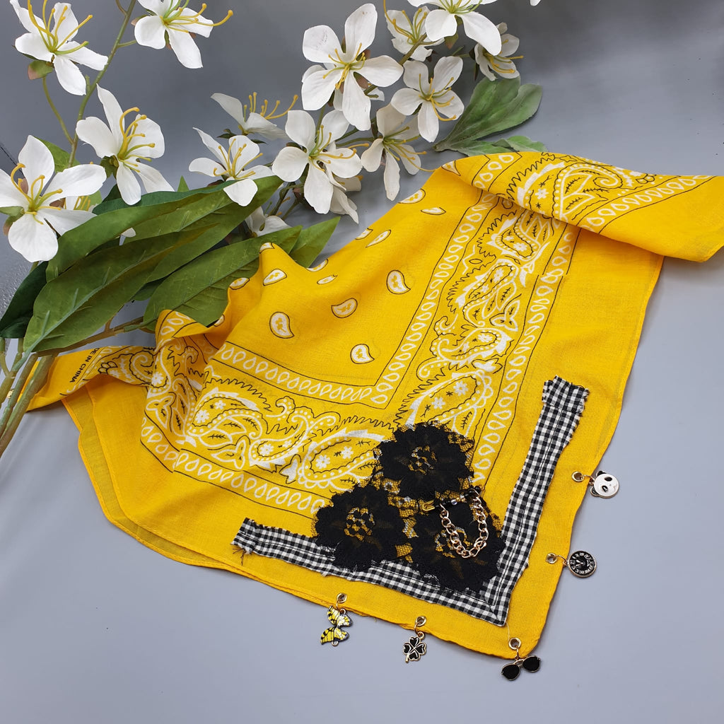 Bandana gioiello gialla 5 charms- Pezzo unico
