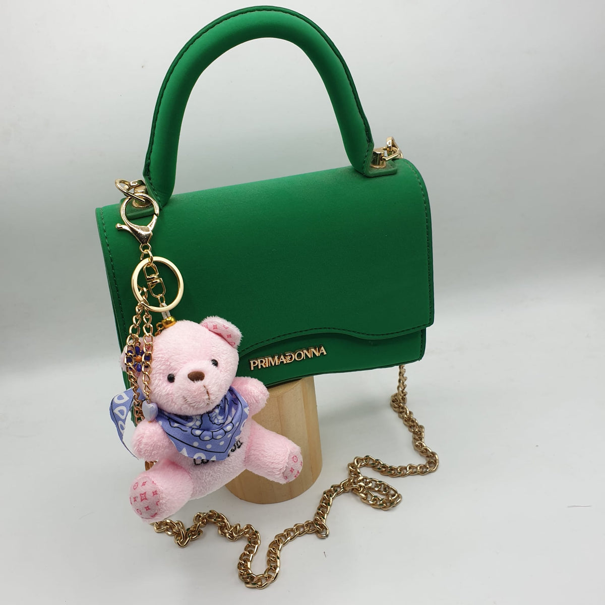 Charm borsa orsetto con bandana glicine-pezzo unico