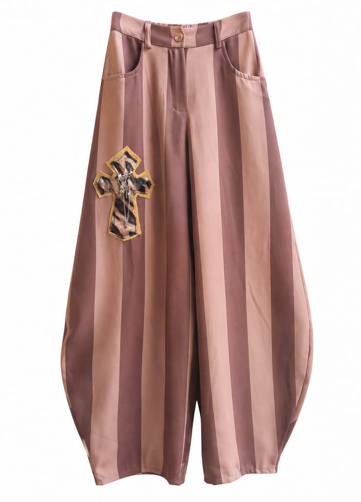 Pantalone a palloncino a righe bicolore