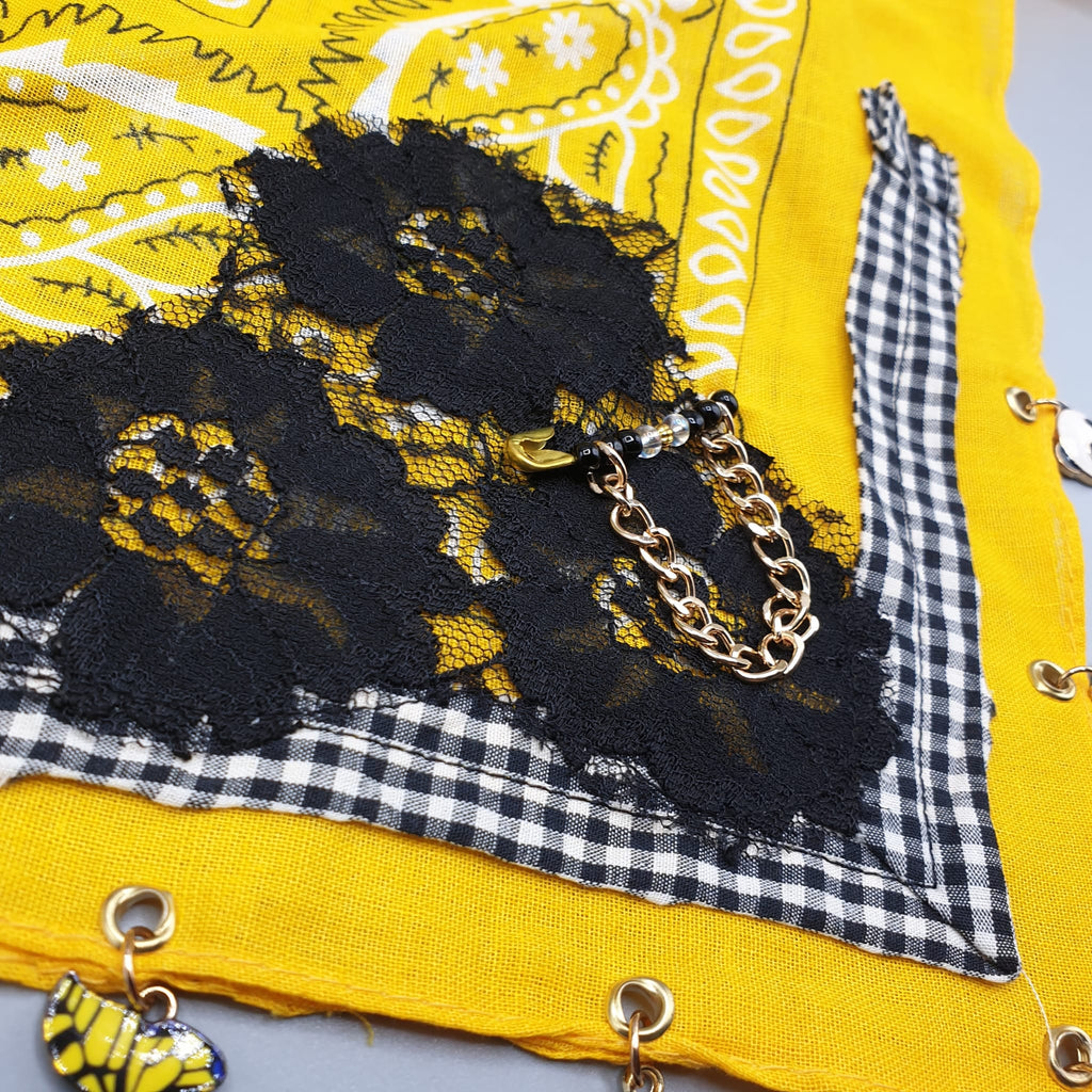 Bandana gioiello gialla 5 charms- Pezzo unico