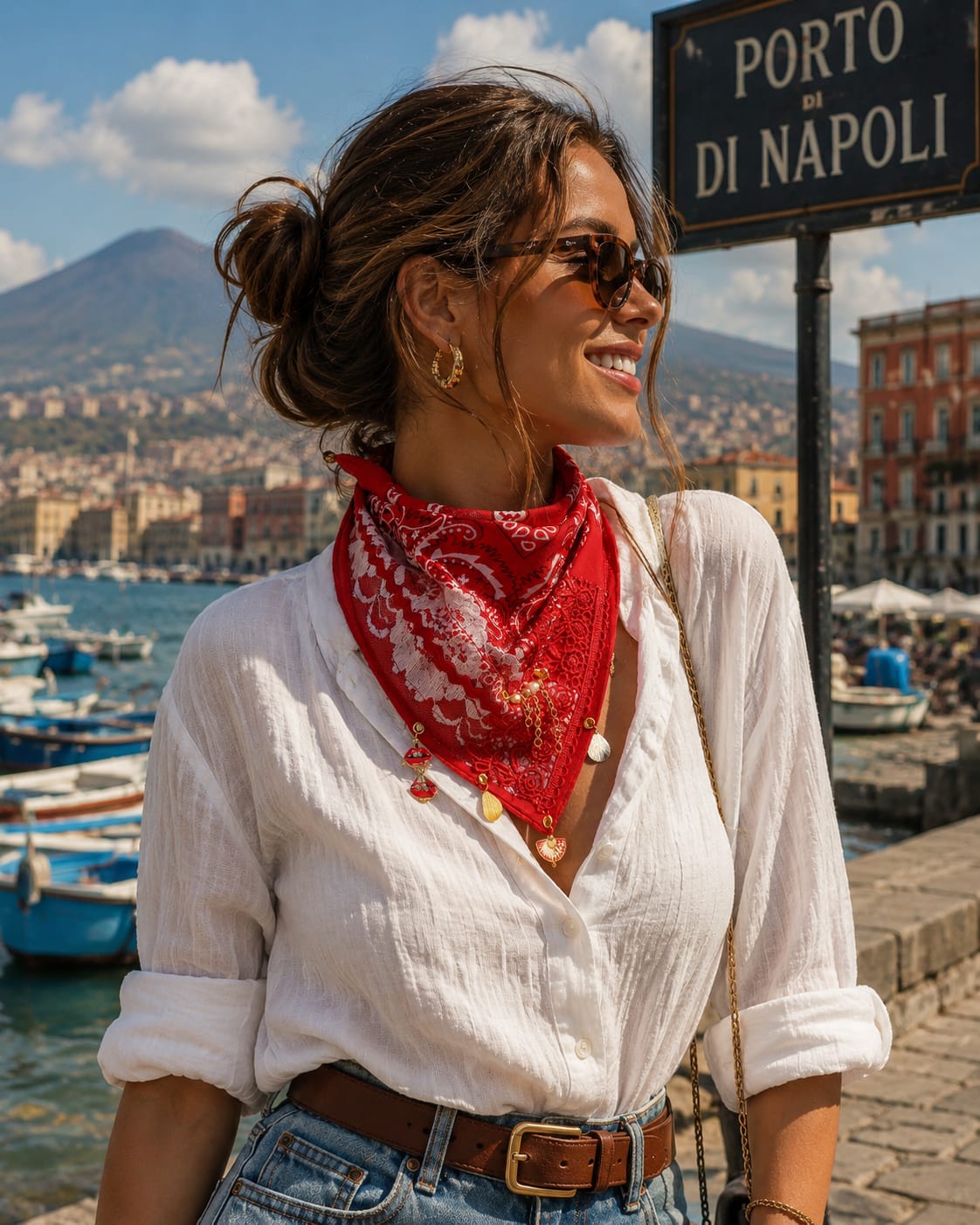 Bandana gioiello rossa 5 charms- Pezzo unico