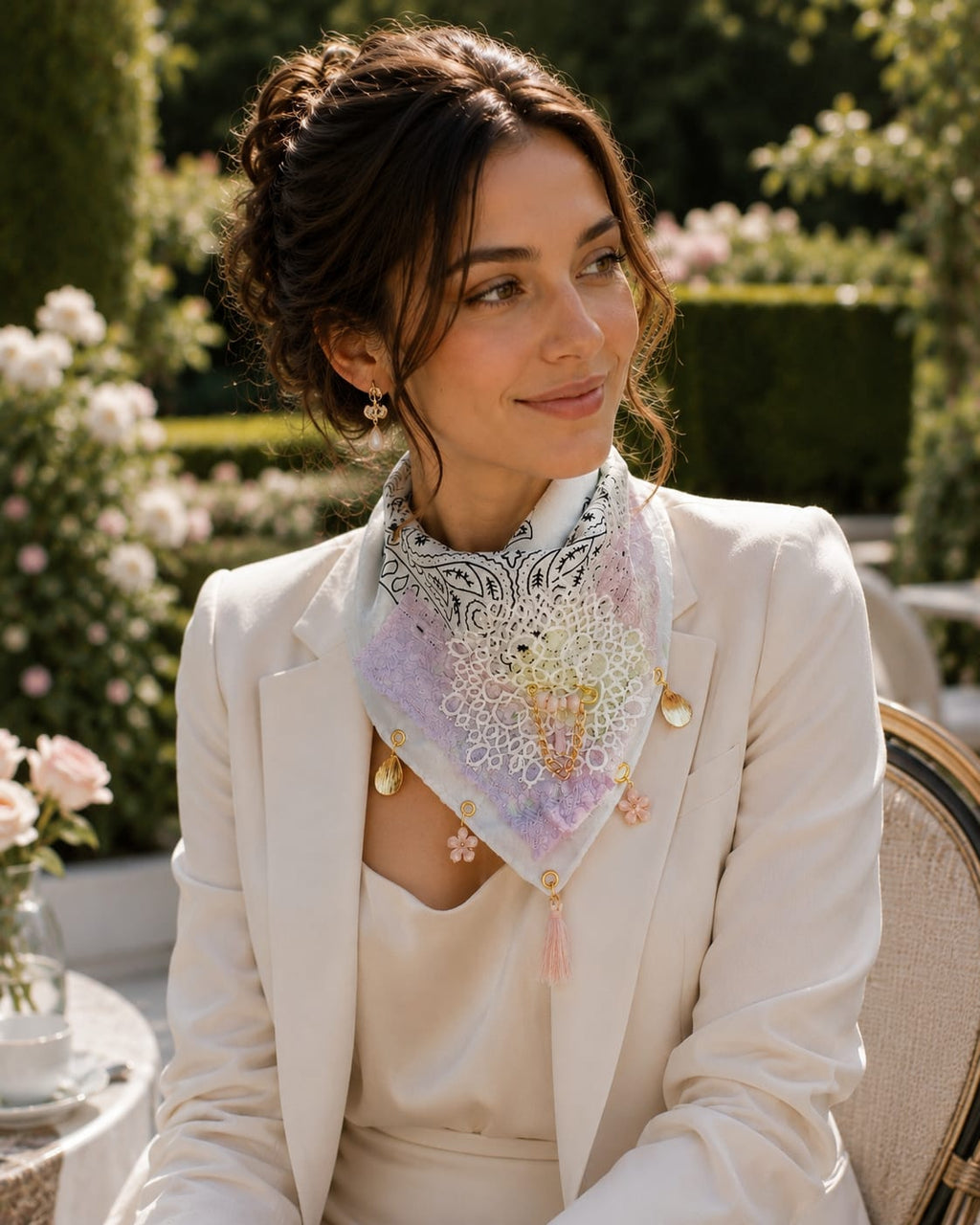 Bandana gioiello bianca 5 charms- Pezzo unico