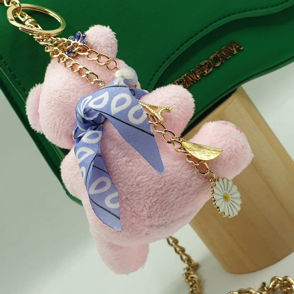 Charm borsa orsetto con bandana glicine-pezzo unico