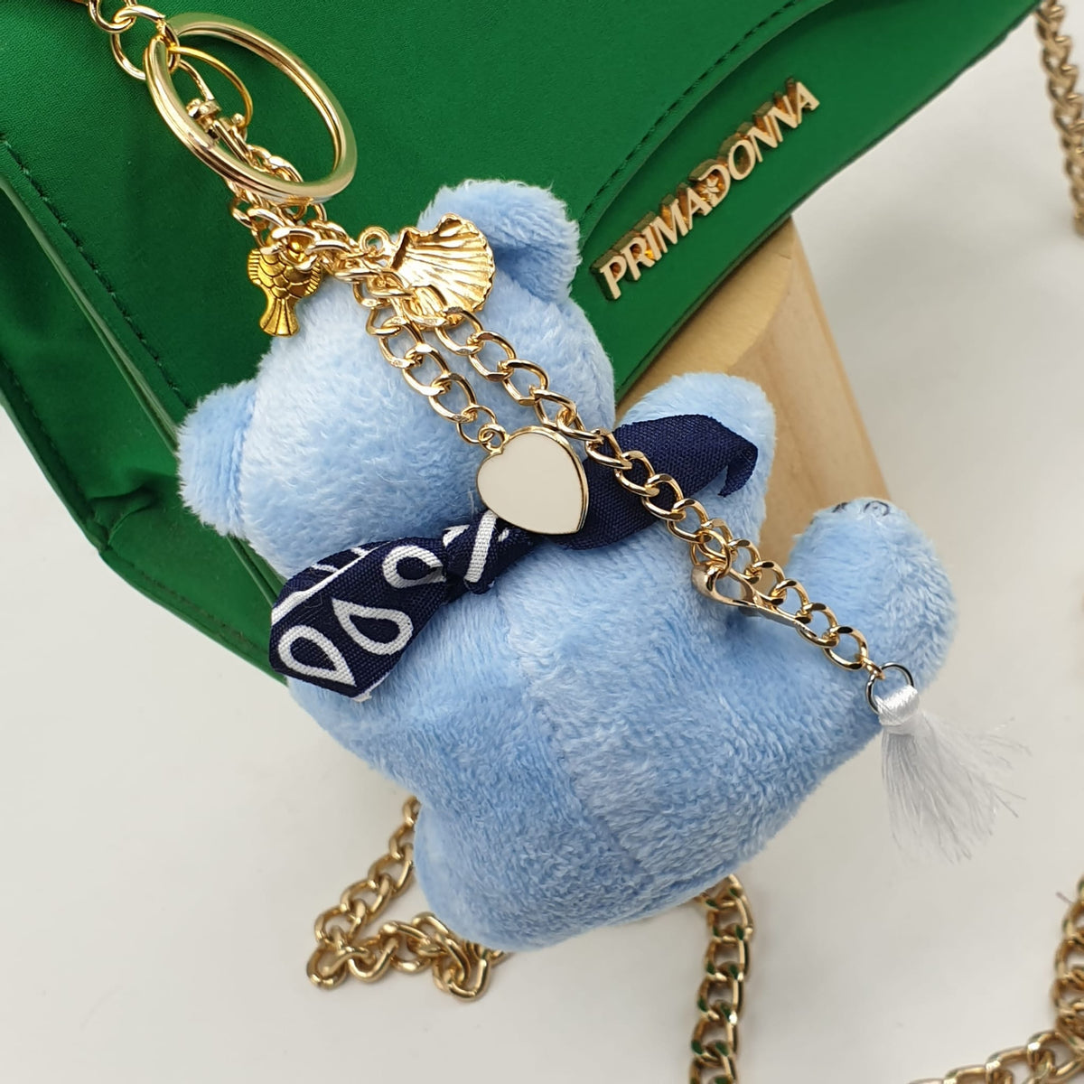 Charm borsa orsetto con bandana blu-pezzo unico