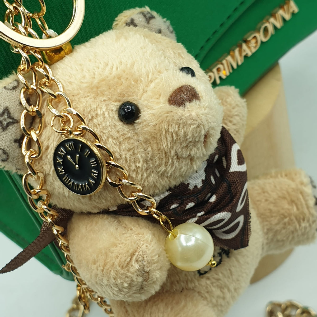 Charm borsa orsetto con bandana marrone - pezzo unico