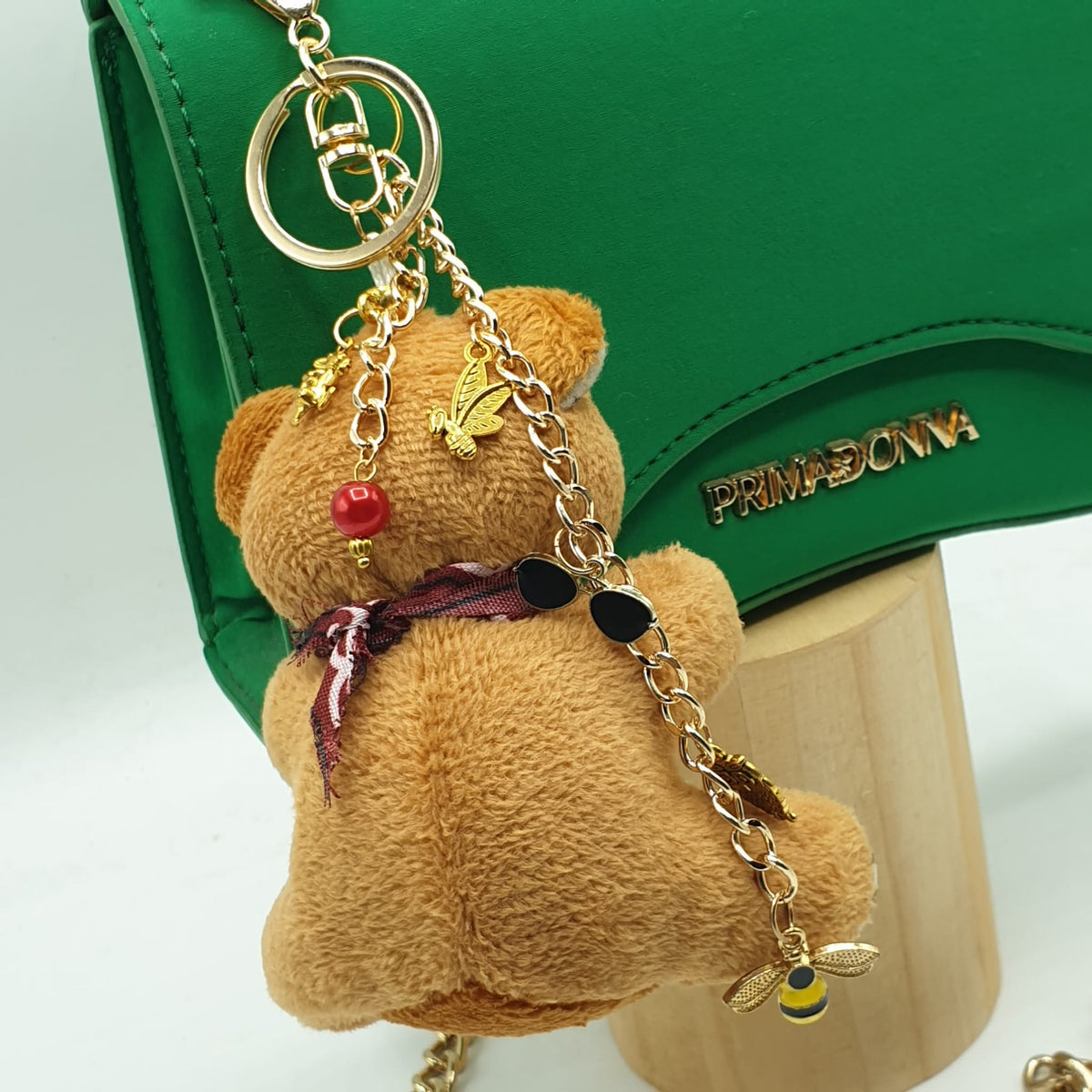Charm borsa orsetto con bandana bordeaux - pezzo unico