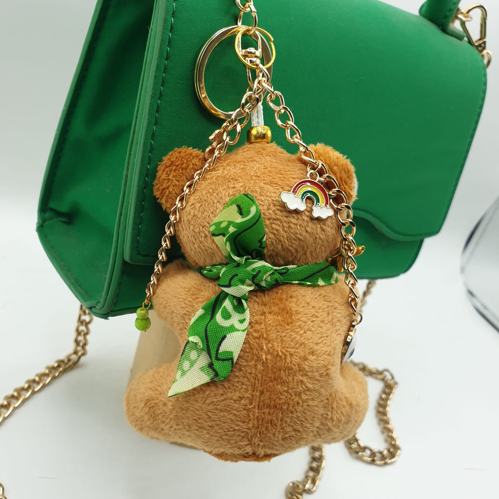 Charm borsa orsetto con bandana verde - pezzo unico