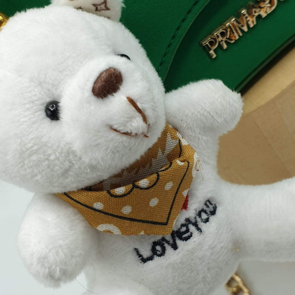 Charm borsa orsetto con bandana nocciola - pezzo unico