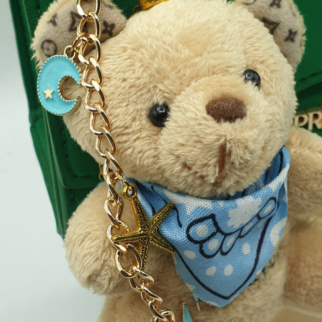 Charm borsa orsetto con bandana celeste - pezzo unico
