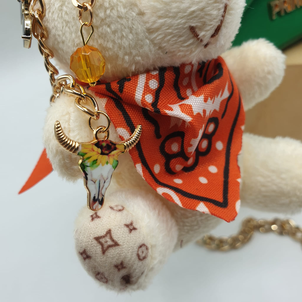 Charm borsa orsetto con bandana arancio - pezzo unico
