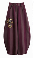Pantalone a palloncino a righe bicolore