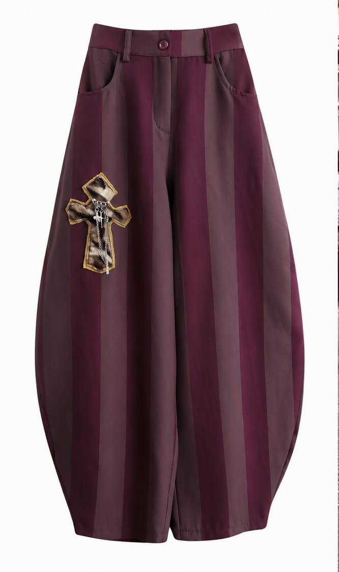 Pantalone a palloncino a righe bicolore