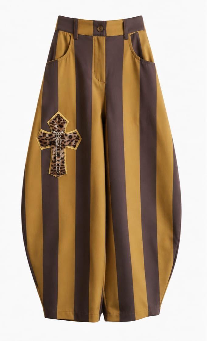 Pantalone a palloncino a righe bicolore