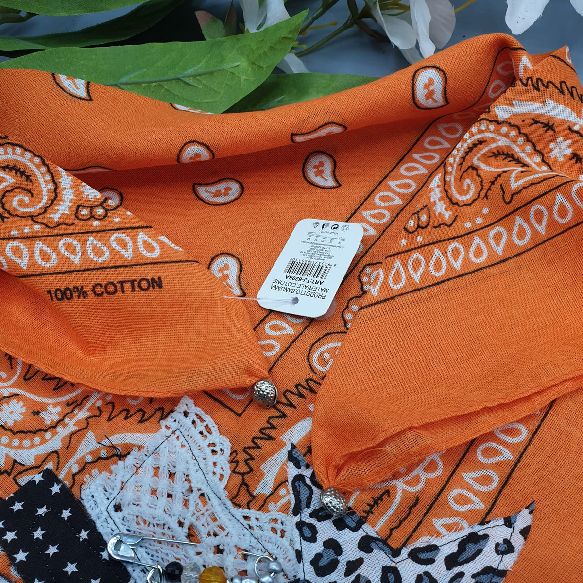 Bandana gioiello arancione 5 charms- Pezzo unico