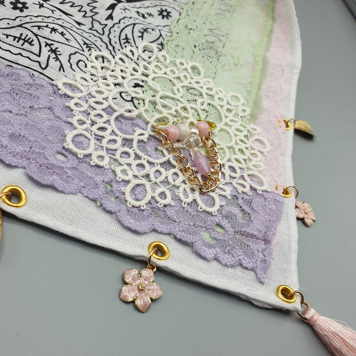 Bandana gioiello bianca 5 charms- Pezzo unico