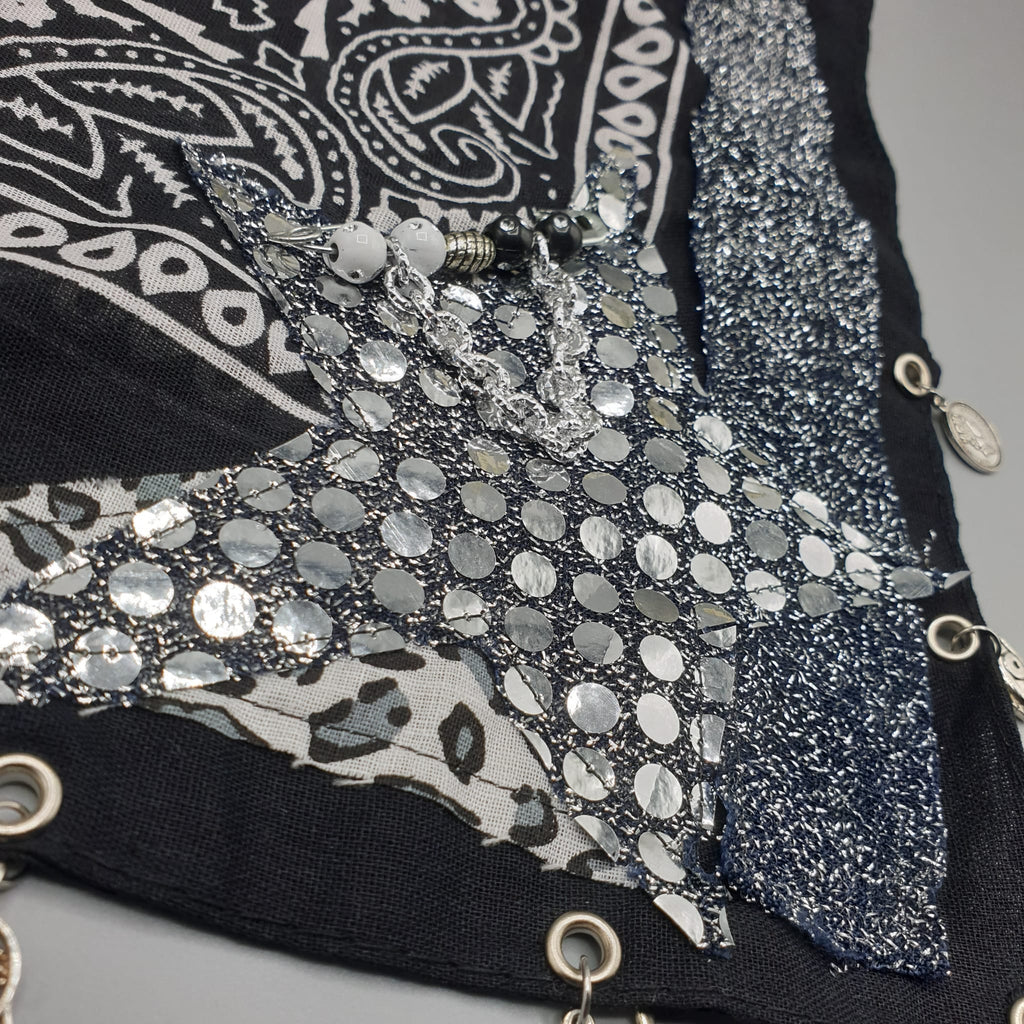 Bandana gioiello nera 5 charms- Pezzo unico