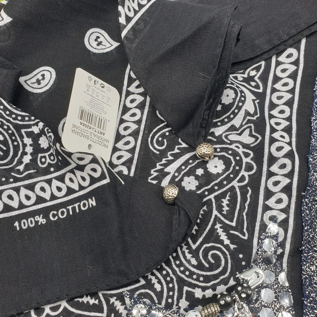 Bandana gioiello nera 5 charms- Pezzo unico