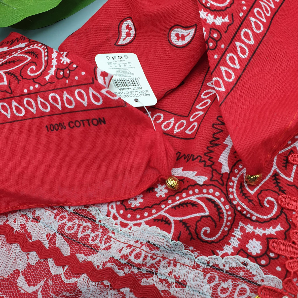 Bandana gioiello rossa 5 charms- Pezzo unico