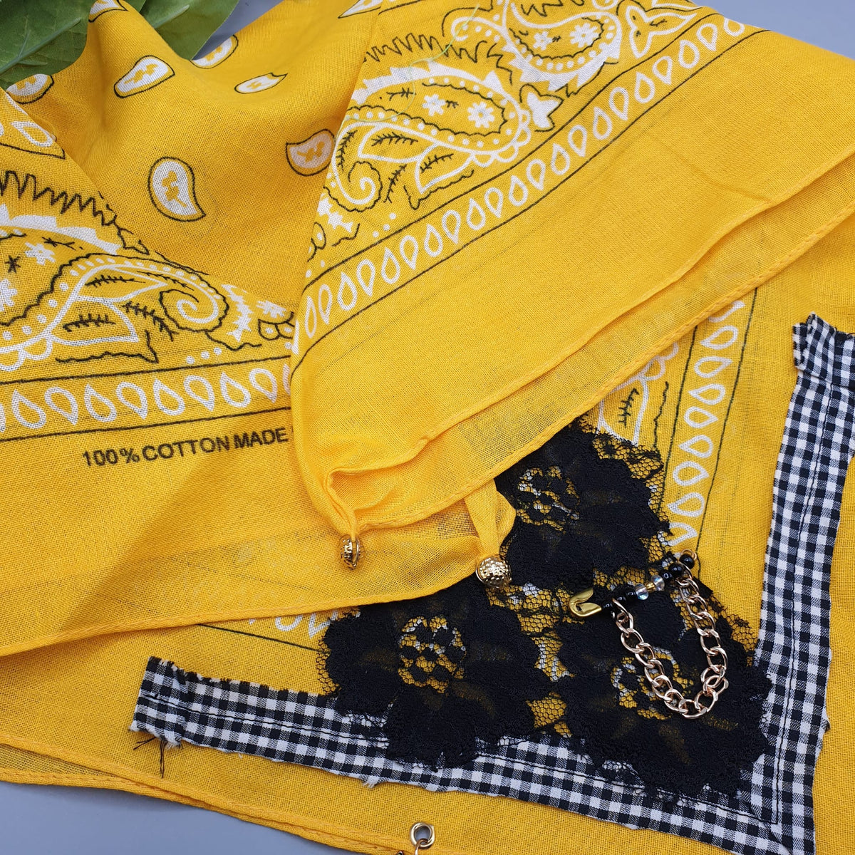 Bandana gioiello gialla 5 charms- Pezzo unico