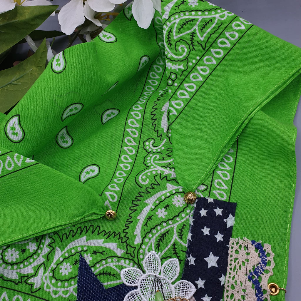 Bandana gioiello verde chiaro 5 charms- Pezzo unico