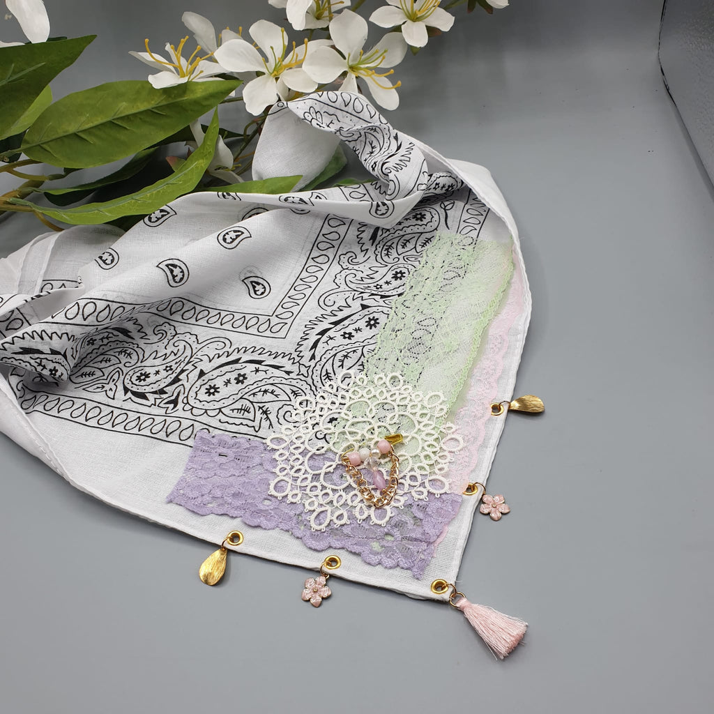 Bandana gioiello bianca 5 charms- Pezzo unico