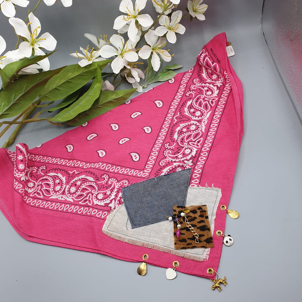 Bandana gioiello magenta 5 charms- Pezzo unico