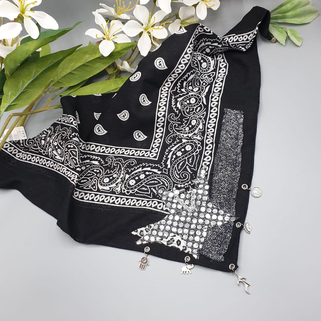 Bandana gioiello nera 5 charms- Pezzo unico