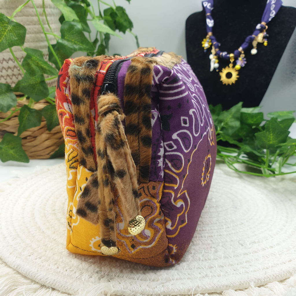 Pochette Bandana trapuntata bicolore Animalier - Pezzo unico