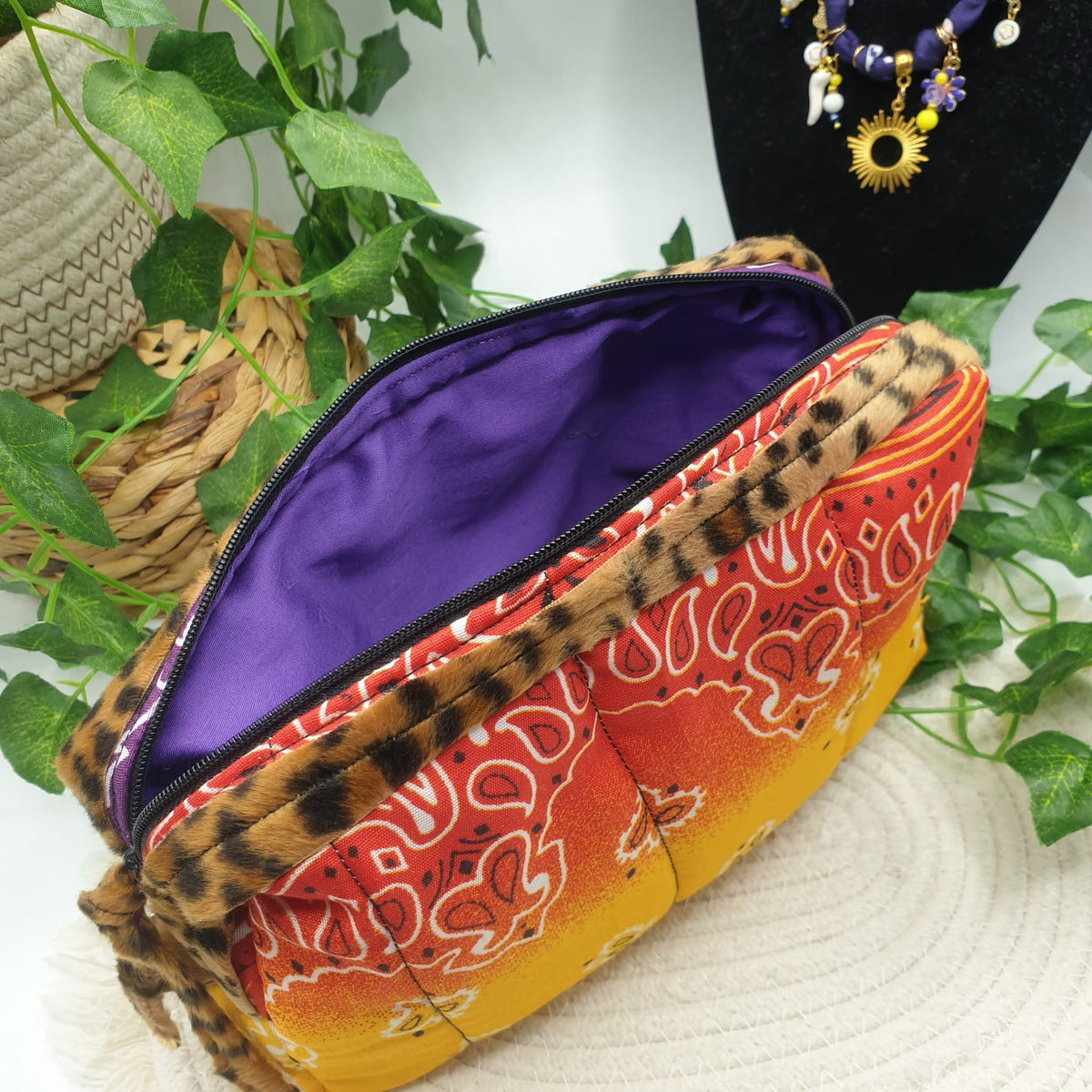Pochette Bandana trapuntata bicolore Animalier - Pezzo unico