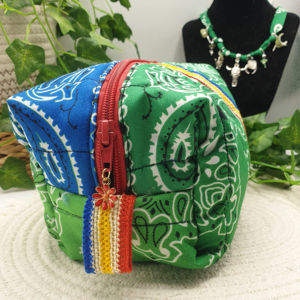 Pochette Bandana trapuntata bicolore Fantasy - Pezzo unico