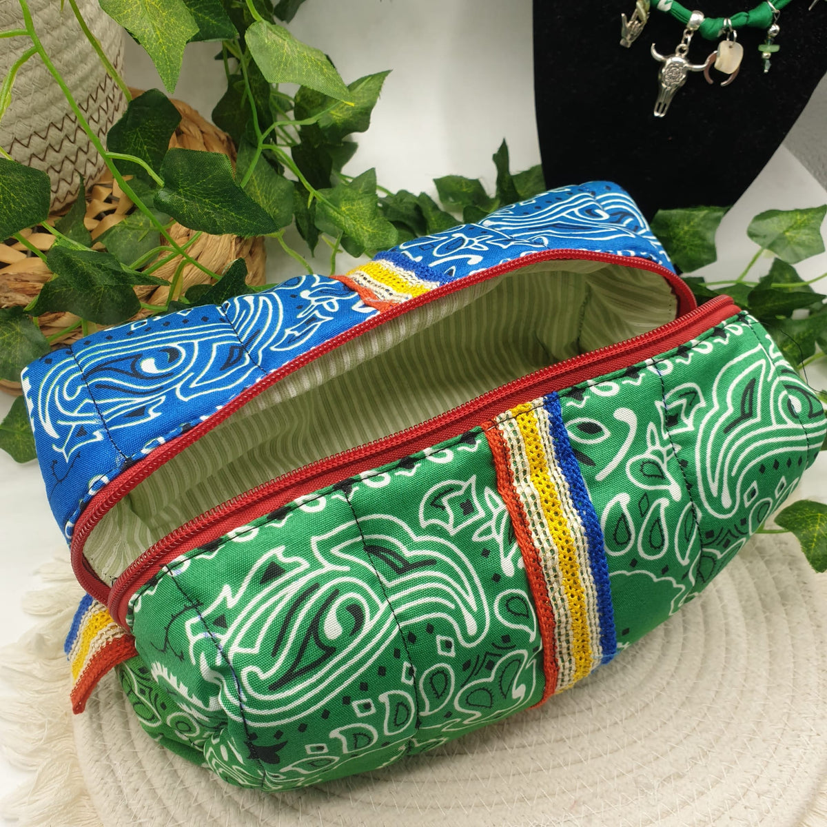 Pochette Bandana trapuntata bicolore Fantasy - Pezzo unico