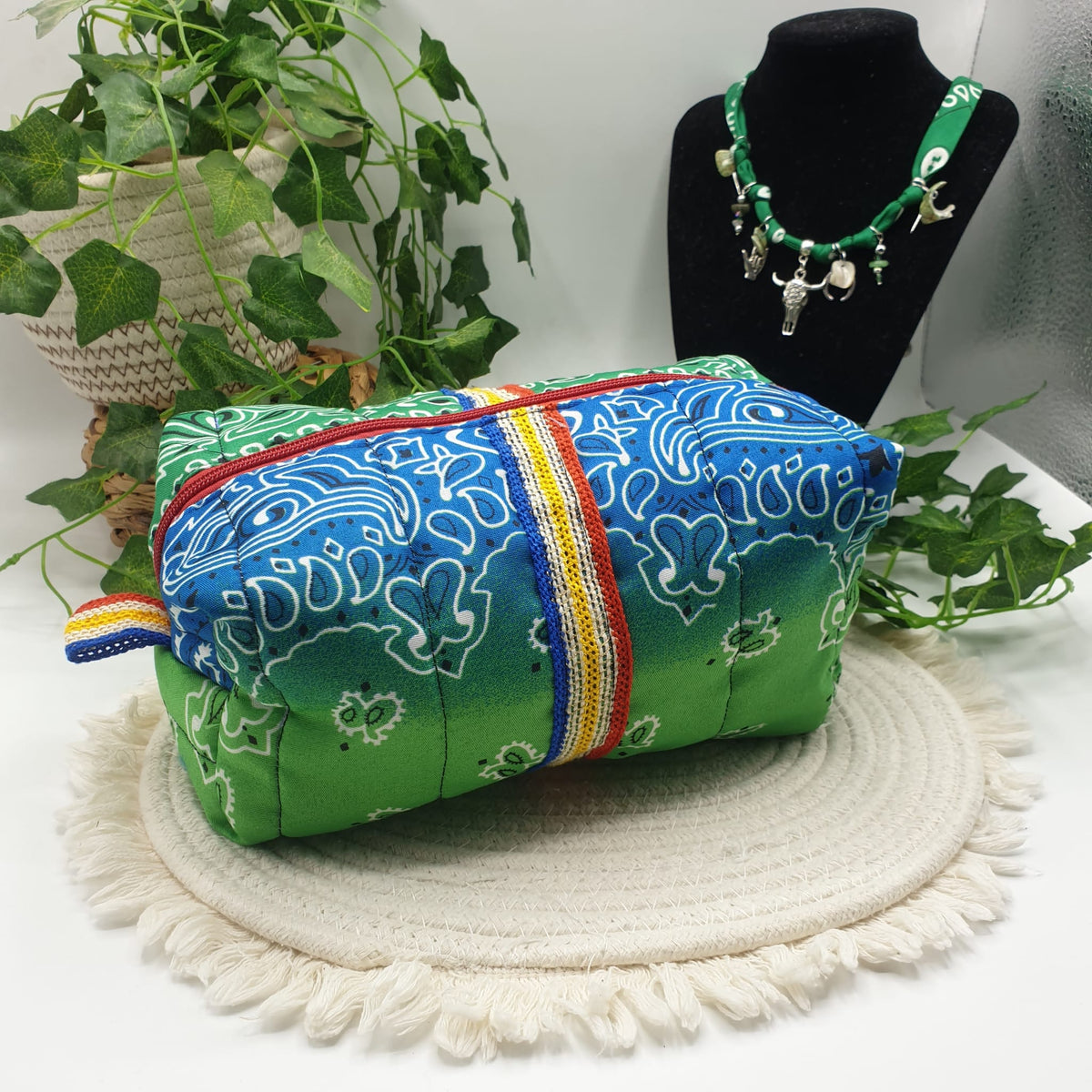 Pochette Bandana trapuntata bicolore Fantasy - Pezzo unico