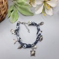 Bracciale bandana grigio 7 nodi con charms- Pezzo unico