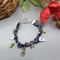 Bracciale bandana blu notte 7 nodi con charms- Pezzo unico