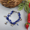 Bracciale bandana blu 7 nodi con charms- Pezzo unico