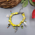 Bracciale bandana giallo 7 nodi con charms- Pezzo unico