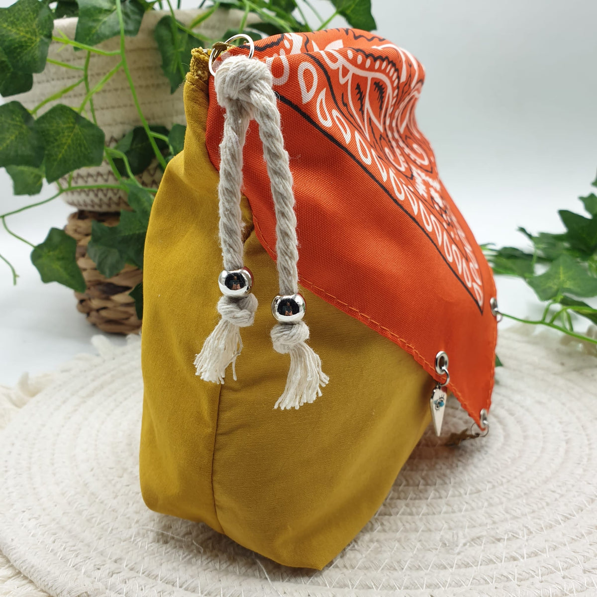 Pochette bandana senape paisley arancio