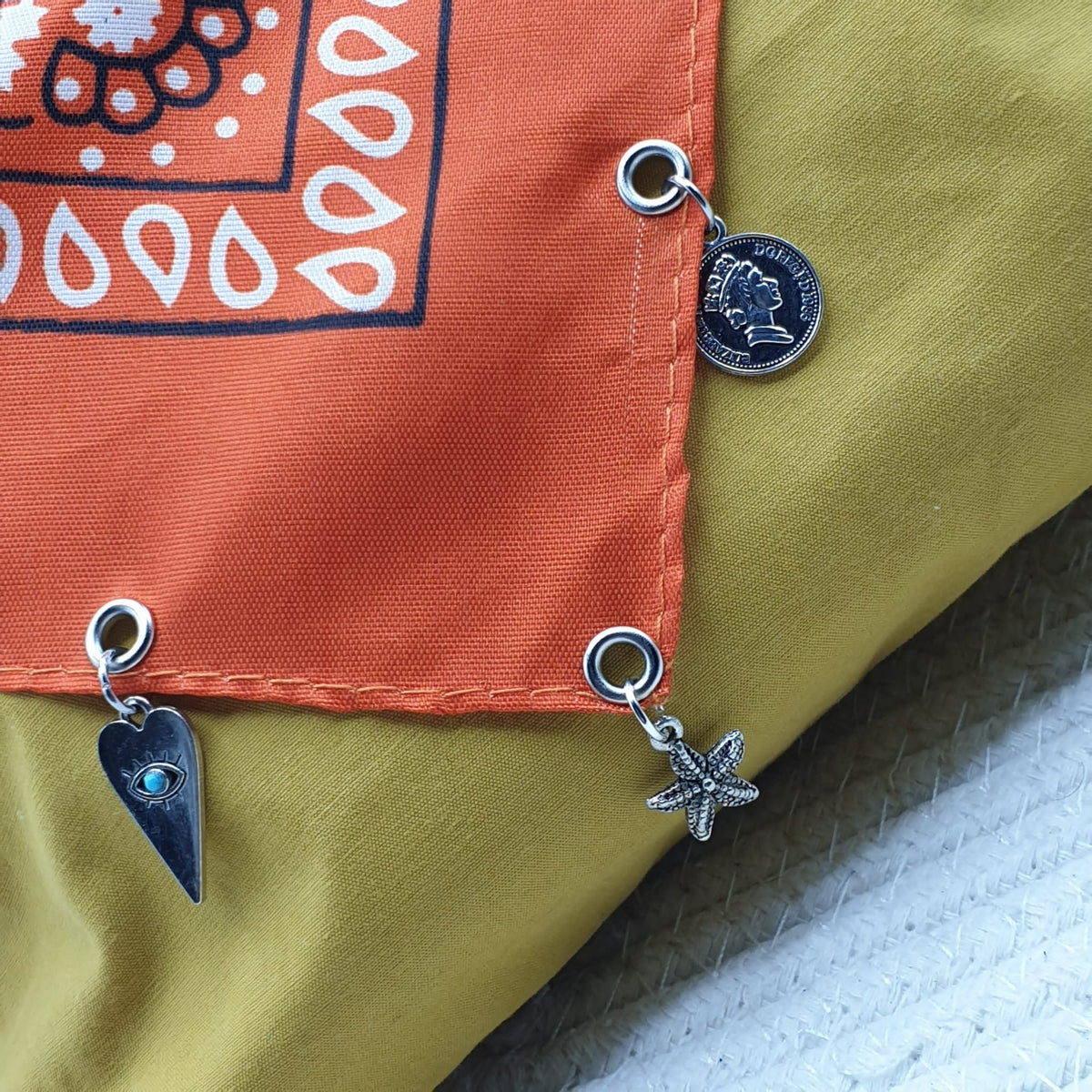 Pochette bandana senape paisley arancio