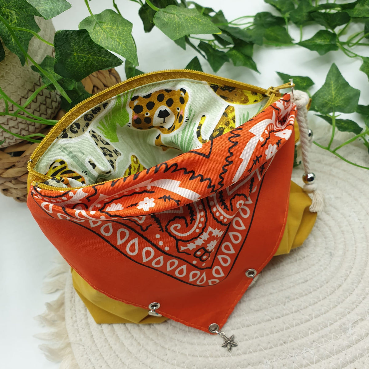 Pochette bandana senape paisley arancio
