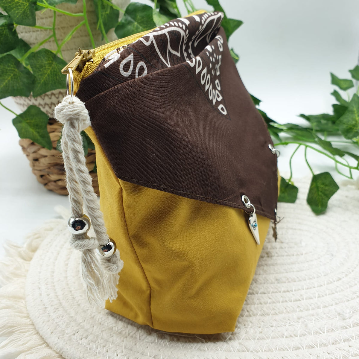 Pochette bandana senape paisley marrone