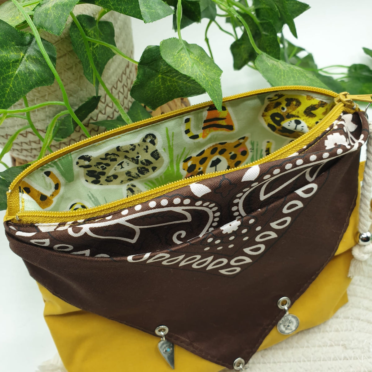 Pochette bandana senape paisley marrone