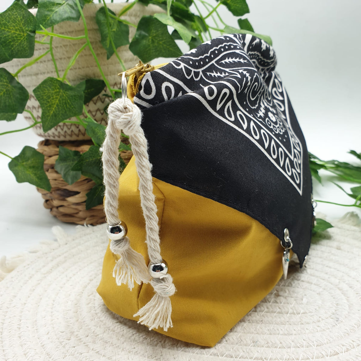 Pochette bandana senape paisley  nero
