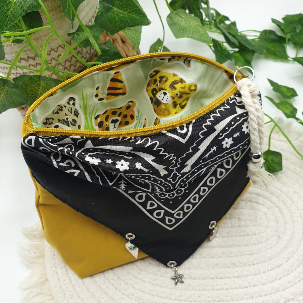 Pochette bandana senape paisley  nero