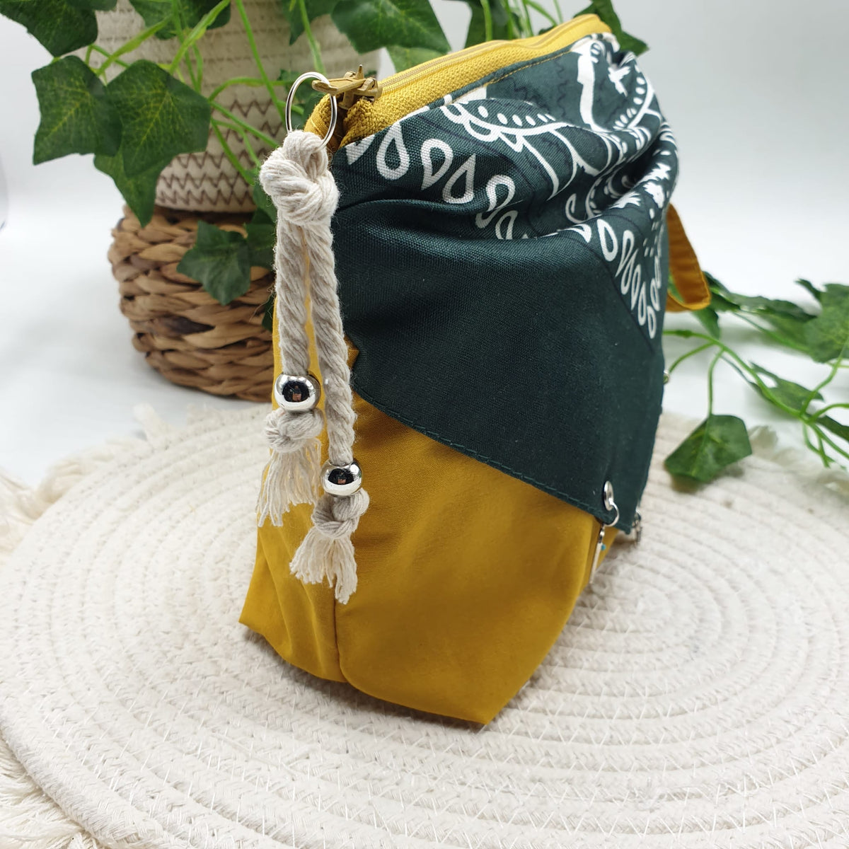 Pochette bandana senape paisley verde bosco