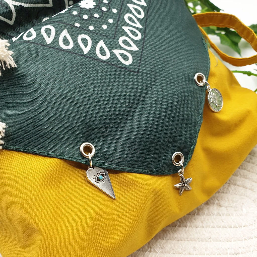 Pochette bandana senape paisley verde bosco