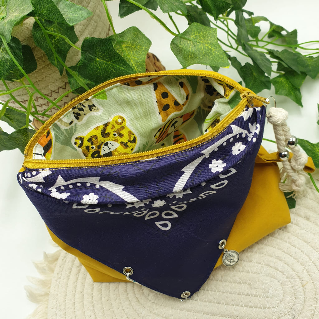 Pochette bandana senape paisley viola