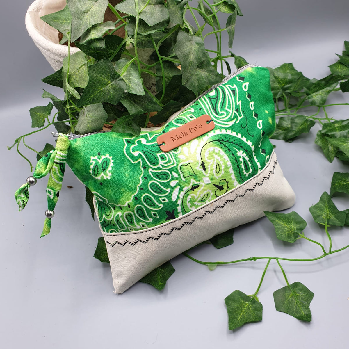 Pochette Canvas e Bandana Paisley verde bottiglia