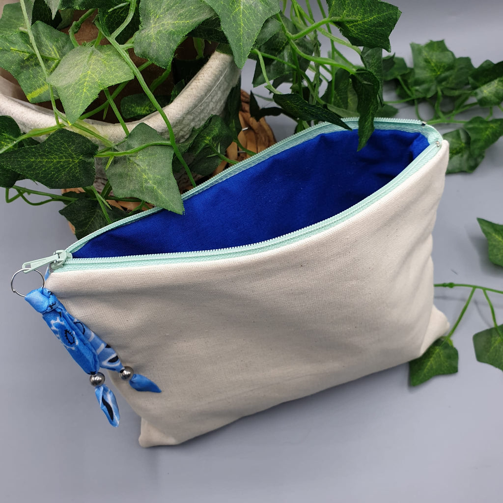 Pochette canvas e Bandana Paisley azzurra